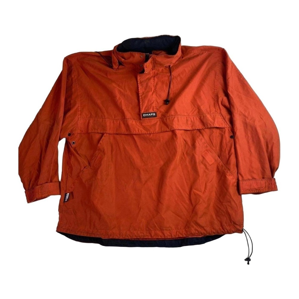 Vintage Chaps Ralph Lauren Packable Hood Windbreaker Jacket Orange 2XL Mens